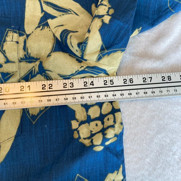 RJC Hawaii Men's XL Pineapple Ukulele Print Blue Aloha Button-Up XL EUC - Picture 5 of 9